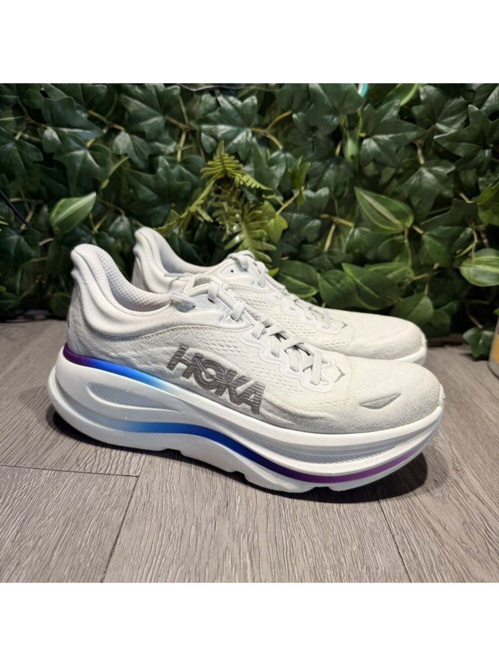 Hoka One One Bondi 9 White  Womens 9 B Cushioned Running Walking Sneaker